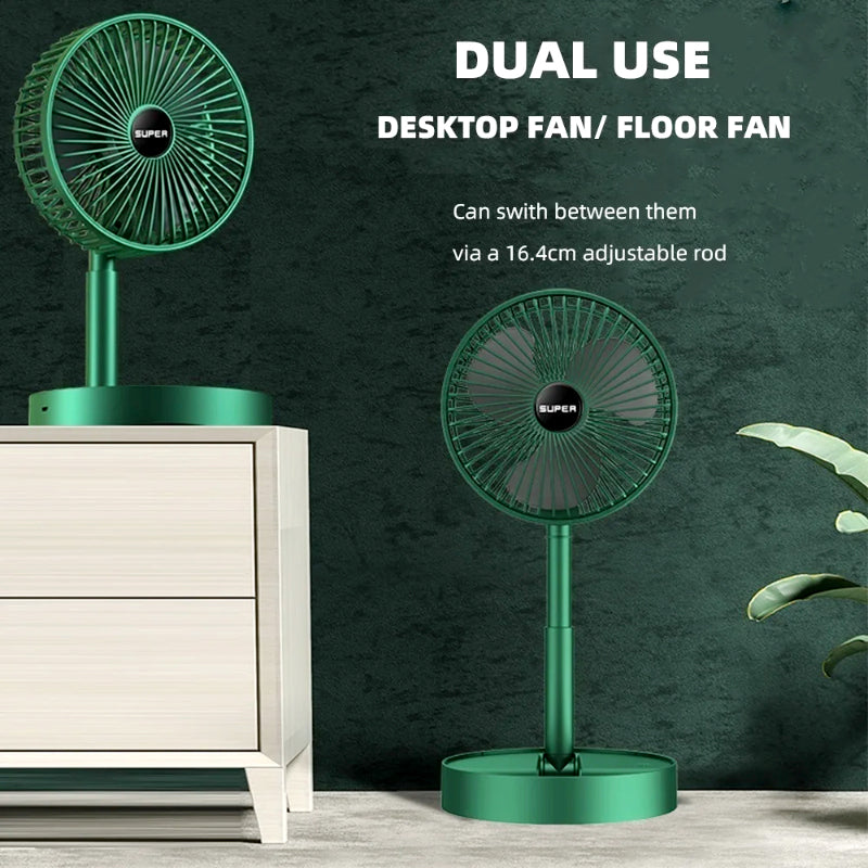 Portable Foldable USB Rechargeable Fan – 3-Speed, 180° Adjustable, Ultra-Quiet Cooling