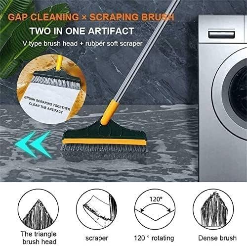 2-in-1 Floor Cleaning Brush with 120° Rotating Head – Bathroom, Tile & Window Scrubber with Squeegee | Multipurpose Floor Brush