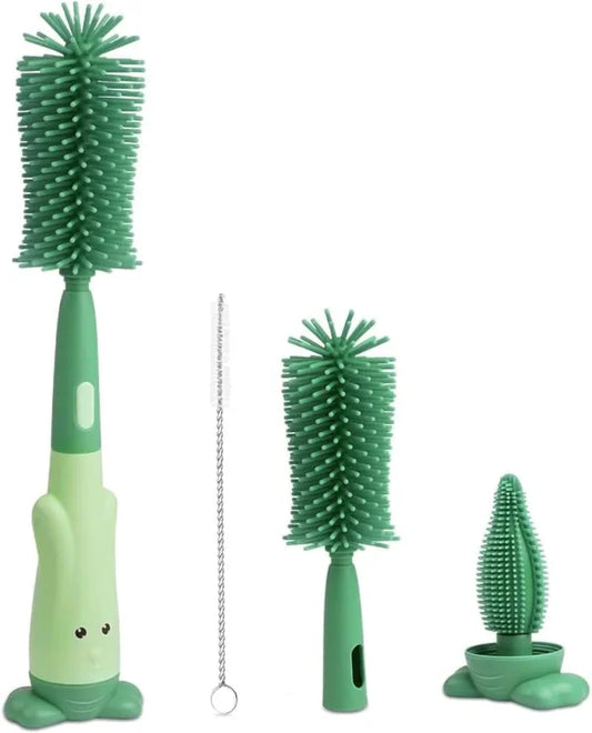 3-in-1 Silicone Baby Bottle Cleaning Brush Set – Bottle, Straw & Pacifier Cleaner | BPA-Free, Soft Bristles (Travel-Friendly)