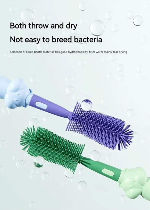 3-in-1 Silicone Baby Bottle Cleaning Brush Set – Bottle, Straw & Pacifier Cleaner | BPA-Free, Soft Bristles (Travel-Friendly)