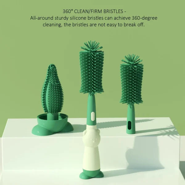 3-in-1 Silicone Baby Bottle Cleaning Brush Set – Bottle, Straw & Pacifier Cleaner | BPA-Free, Soft Bristles (Travel-Friendly)