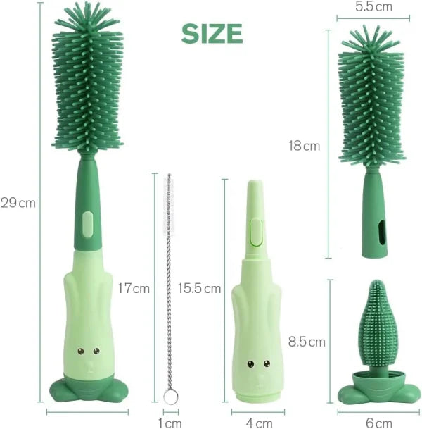 3-in-1 Silicone Baby Bottle Cleaning Brush Set – Bottle, Straw & Pacifier Cleaner | BPA-Free, Soft Bristles (Travel-Friendly)