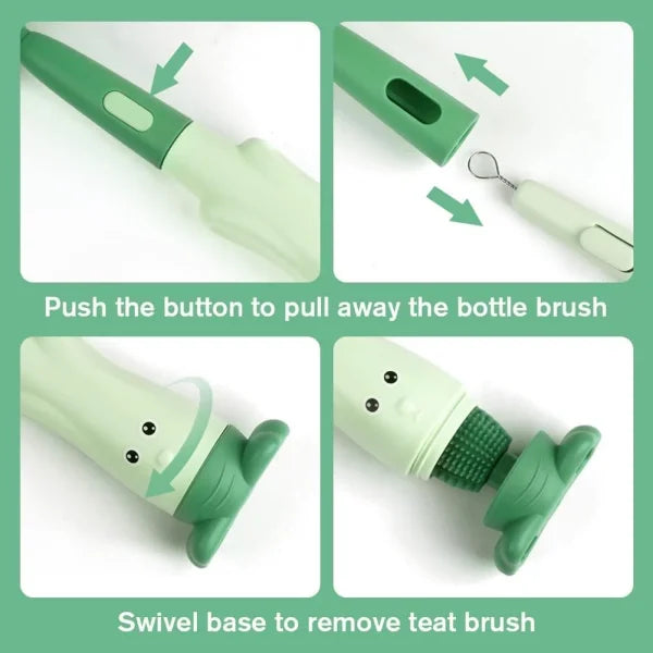 3-in-1 Silicone Baby Bottle Cleaning Brush Set – Bottle, Straw & Pacifier Cleaner | BPA-Free, Soft Bristles (Travel-Friendly)