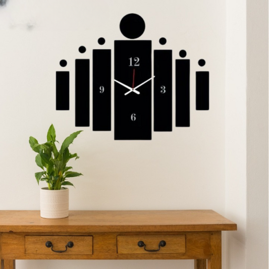 3D Tile Wooden Wall Clock | Stylish Wooden Frame Wall Art for Home & Office Decoration