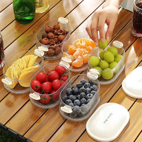 4-Layer Multi-Layered Acrylic Spice Storage Box – Airtight Seasoning Organizer for Kitchen, BBQ & Picnic (Random Color)