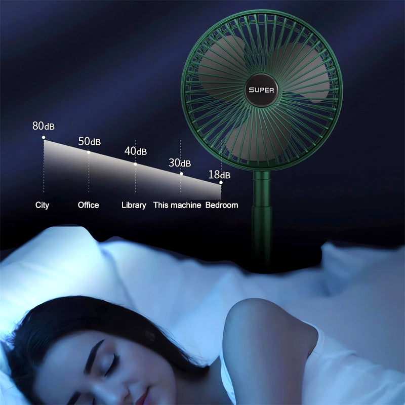 Portable Foldable USB Rechargeable Fan – 3-Speed, 180° Adjustable, Ultra-Quiet Cooling