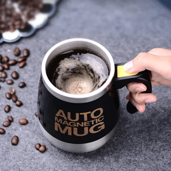 Auto Magnetic Self-Stirring Mug 400ml – 304 Stainless Steel Coffee & Milk Mixer (Battery Operated, Random Color)