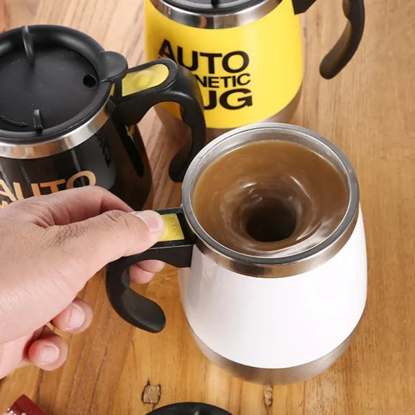 Auto Magnetic Self-Stirring Mug 400ml – 304 Stainless Steel Coffee & Milk Mixer (Battery Operated, Random Color)