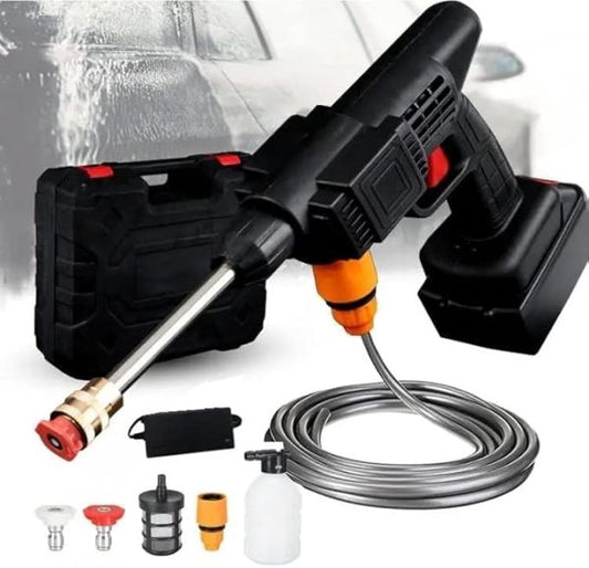 Automatic Cordless High-Pressure Car Wash Spray Gun – 48V Rechargeable Lithium Jet Washer with Foam Cannon & Nozzles (Without Box)