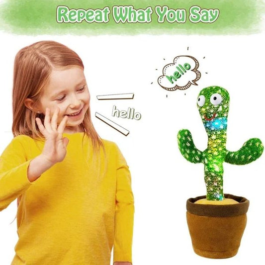 Rechargeable Dancing Cactus Toy with Voice Recording, Singing & Talking – USB Plush Educational Toy with Cap for Babies & Kids