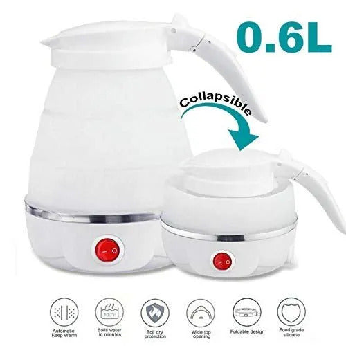 600ml Collapsible Electric Travel Kettle – Portable Silicone Foldable Water Boiler & Sports Bottle (Random Color)