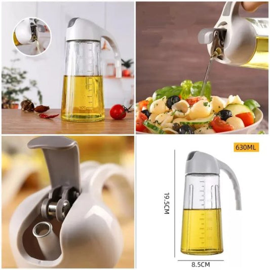 450ml Glass Oil Bottle & Dual-Use Dispenser Jug – High-Pressure Sprayer & Pour Spout for Cooking, Vinegar, and More (Random Color)
