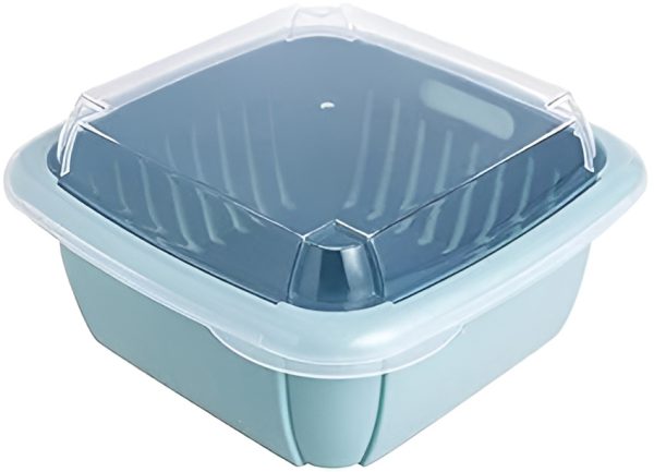 Multi-Function Double-Layer Draining Storage Basket with Lid | 2-in-1 Colander & Bowl Set (Random Color)