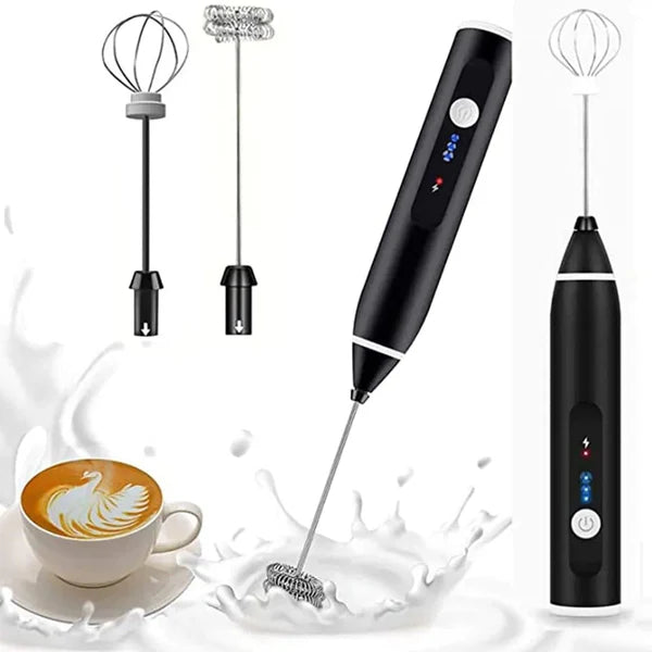 Rechargeable Electric Coffee Mixer – 3-Speed Milk Frother & Egg Beater | Handheld USB Whisk for Coffee, Lattes, Cappuccinos, & More
