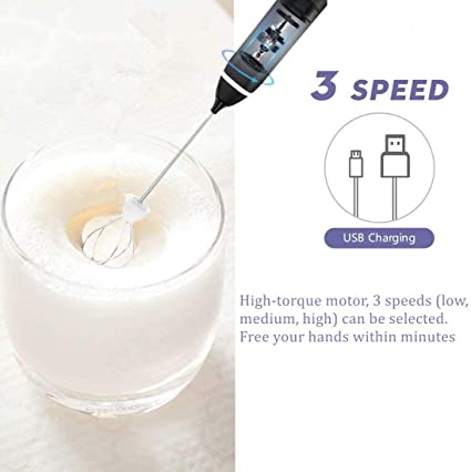 Rechargeable Electric Coffee Mixer – 3-Speed Milk Frother & Egg Beater | Handheld USB Whisk for Coffee, Lattes, Cappuccinos, & More