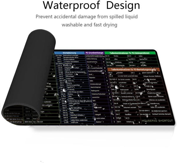 Shortcut Keyboard Table Mat – 30x80cm Office Desk Mat with Shortcut Keys for CAD, PS, AI, Excel, PPT, WO, and CDR | Anti-Slip, Lock Edge Design