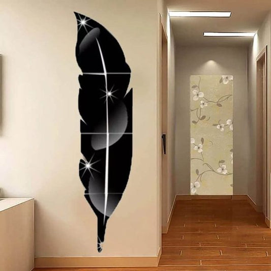 3D Acrylic Leaf Mirror Wall Sticker – 40 Inch – Decorative Room Wall Art – Self Adhesive