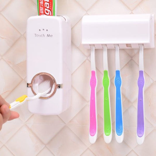 Automatic Toothpaste Dispenser & Toothbrush Holder Set – Wall Mounted, Hands-Free, No Battery Needed